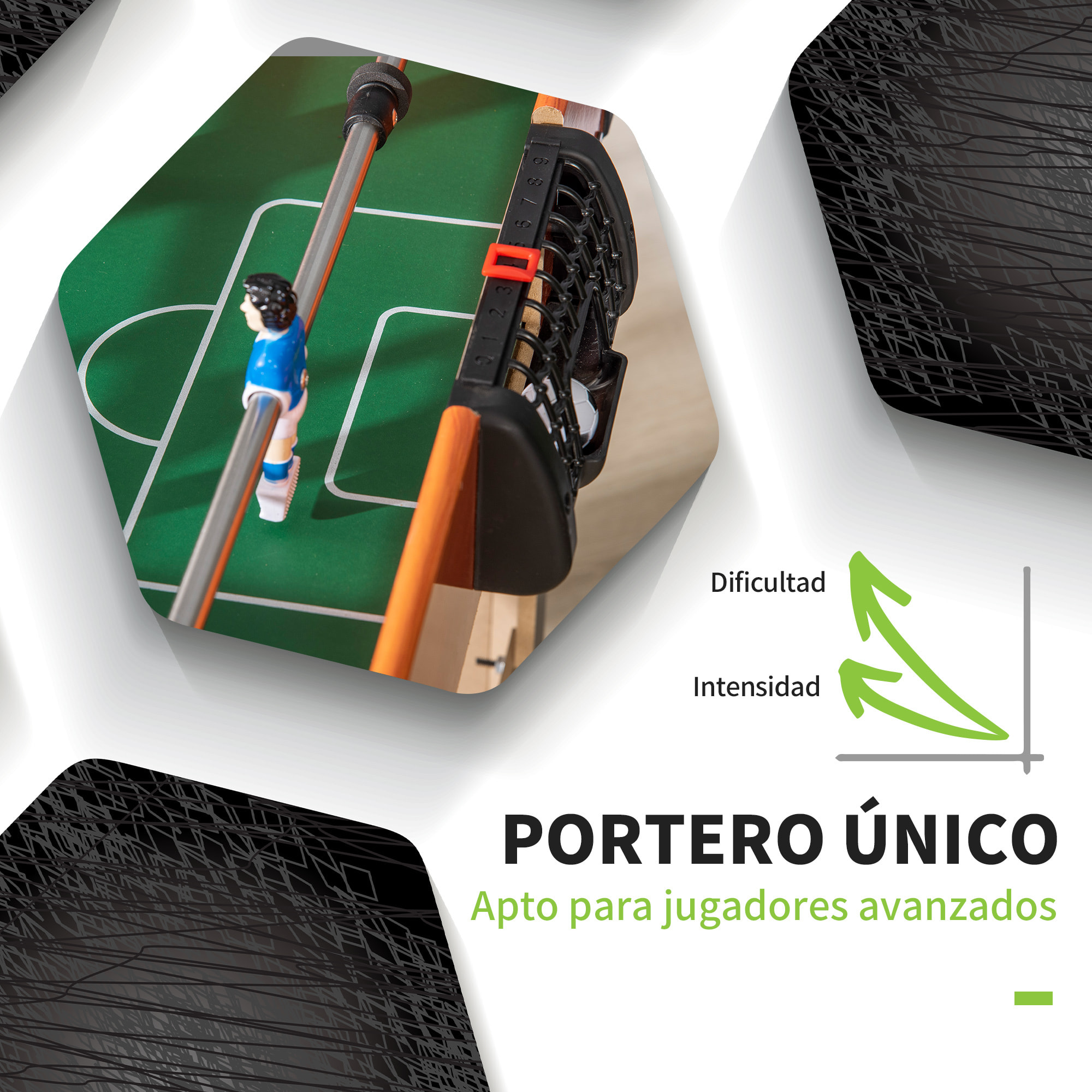 Futbolín para Niños de 7+ Años Futbolín Infantil de Madera 118x104x69 cm con 2 Bolas 8 Asas 2 Marcadores 22 Jugadores para Familias Fiestas Negro