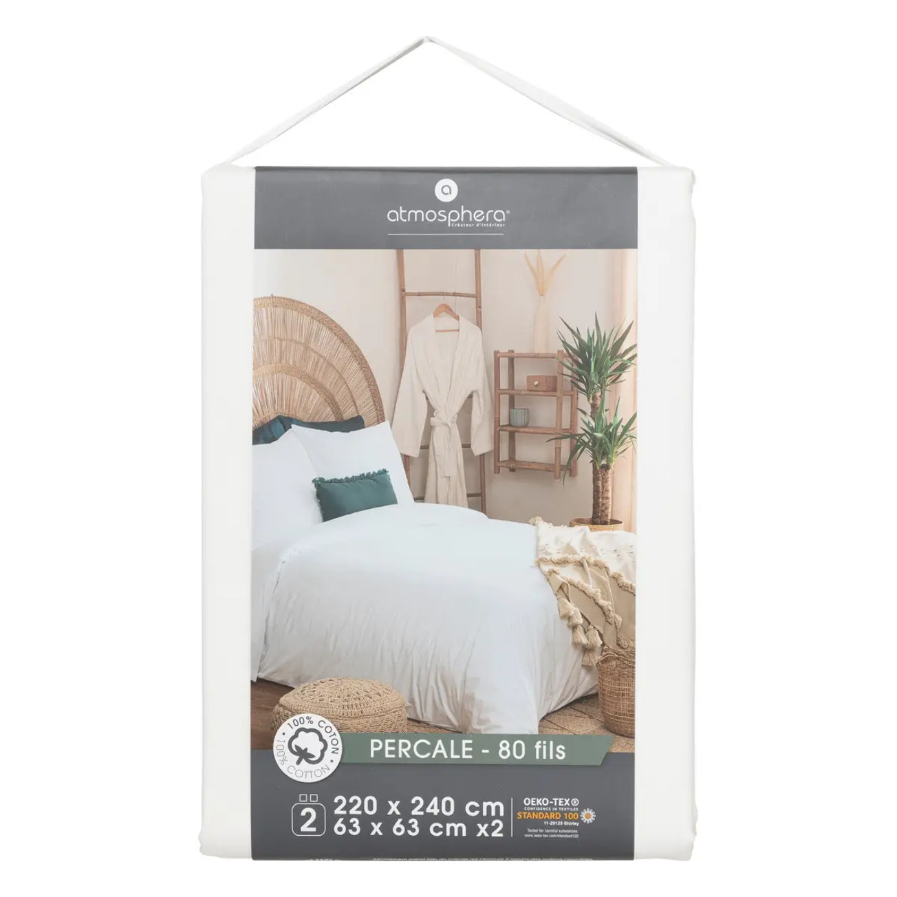 Parure de lit - percale - blanc - 220x240 cm