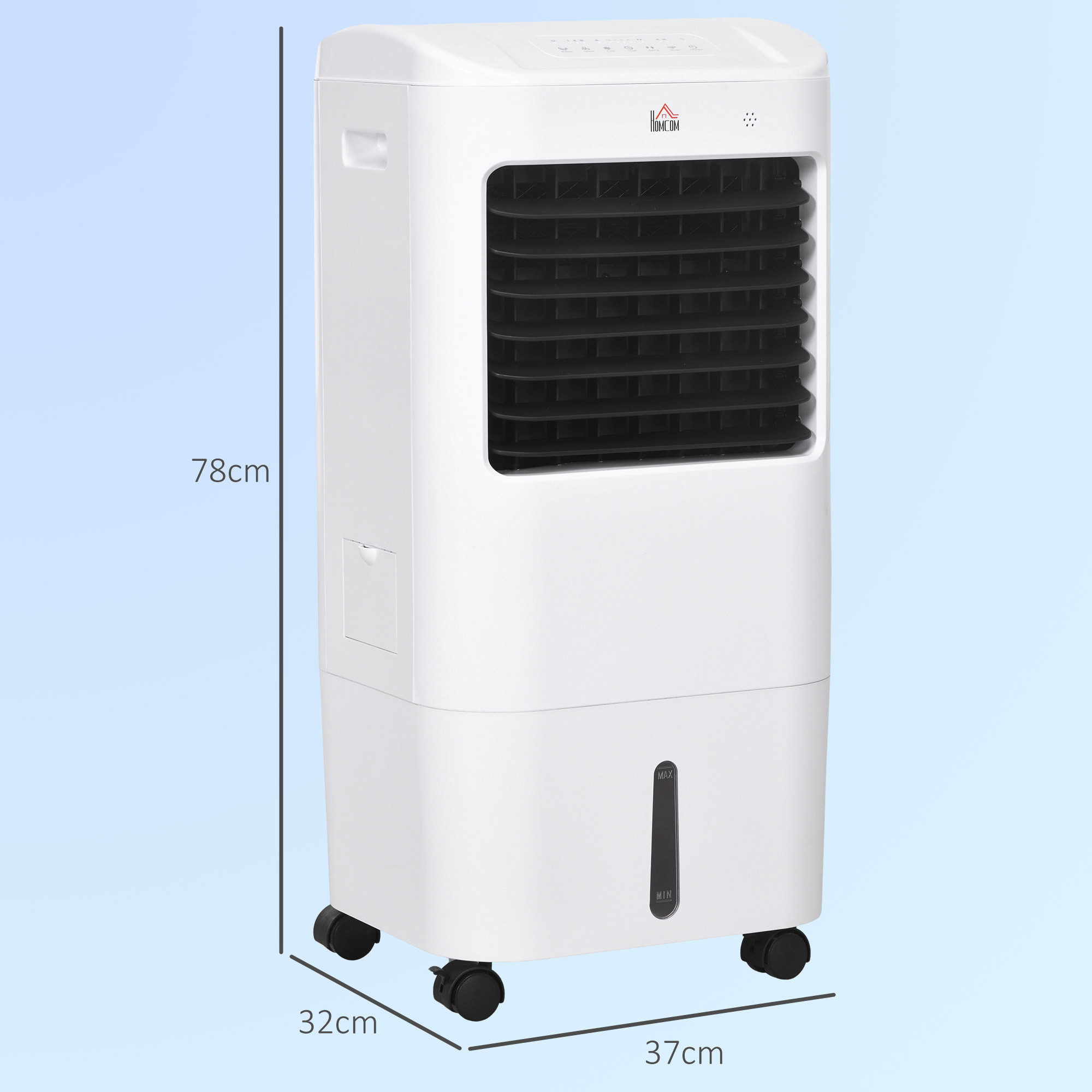 Enfriador de Aire Portátil 3 en 1 Climatizador Evaporativo Oscilante con 3 Velocidades Control Remoto Temporizador 7,5h Pantalla LED Tanque de Agua 15L Efecto 15-20 ㎡ 37x32x78 cm Blanco