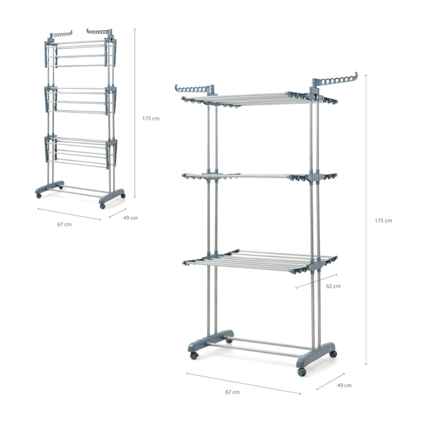 Étendoir Pliant Vertical à Roulettes Dolver InnovaGoods 24 Barres