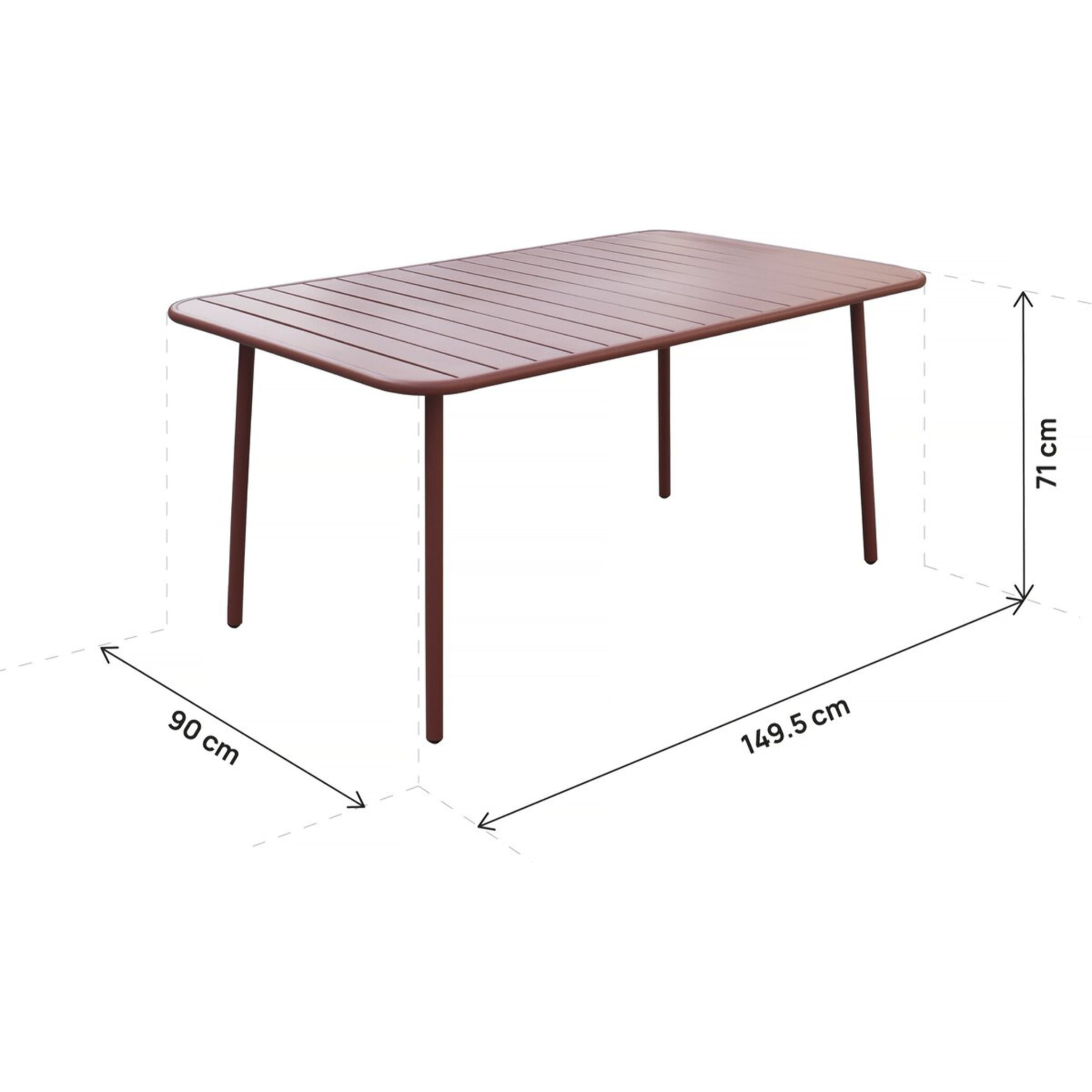 Table jardin en métal "Bilbao" - 150 x 90 x 71 cm - Terracotta