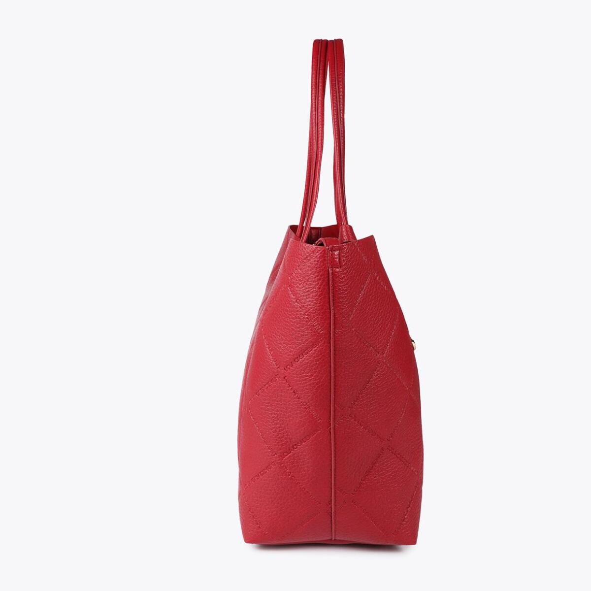 Shopper effetto pelle monogramma con logo ovale pendente