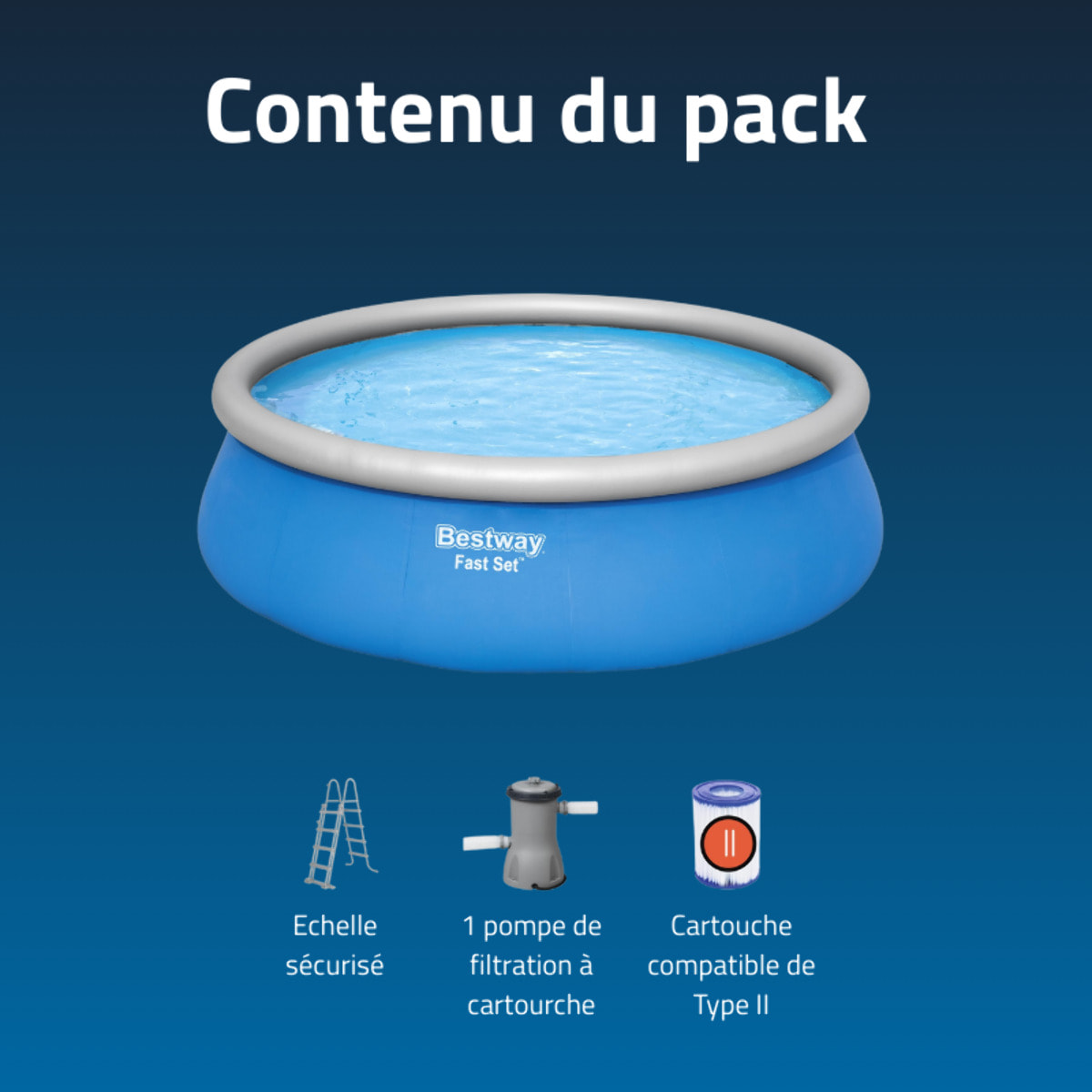 Bestway Piscine autoportante Ronde Fast Set 457 x 122 cm - Accessoire inclus
