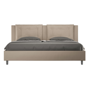 Cama con almacenaje acolchada 180x210 cuero sintético gris paloma Annalisa