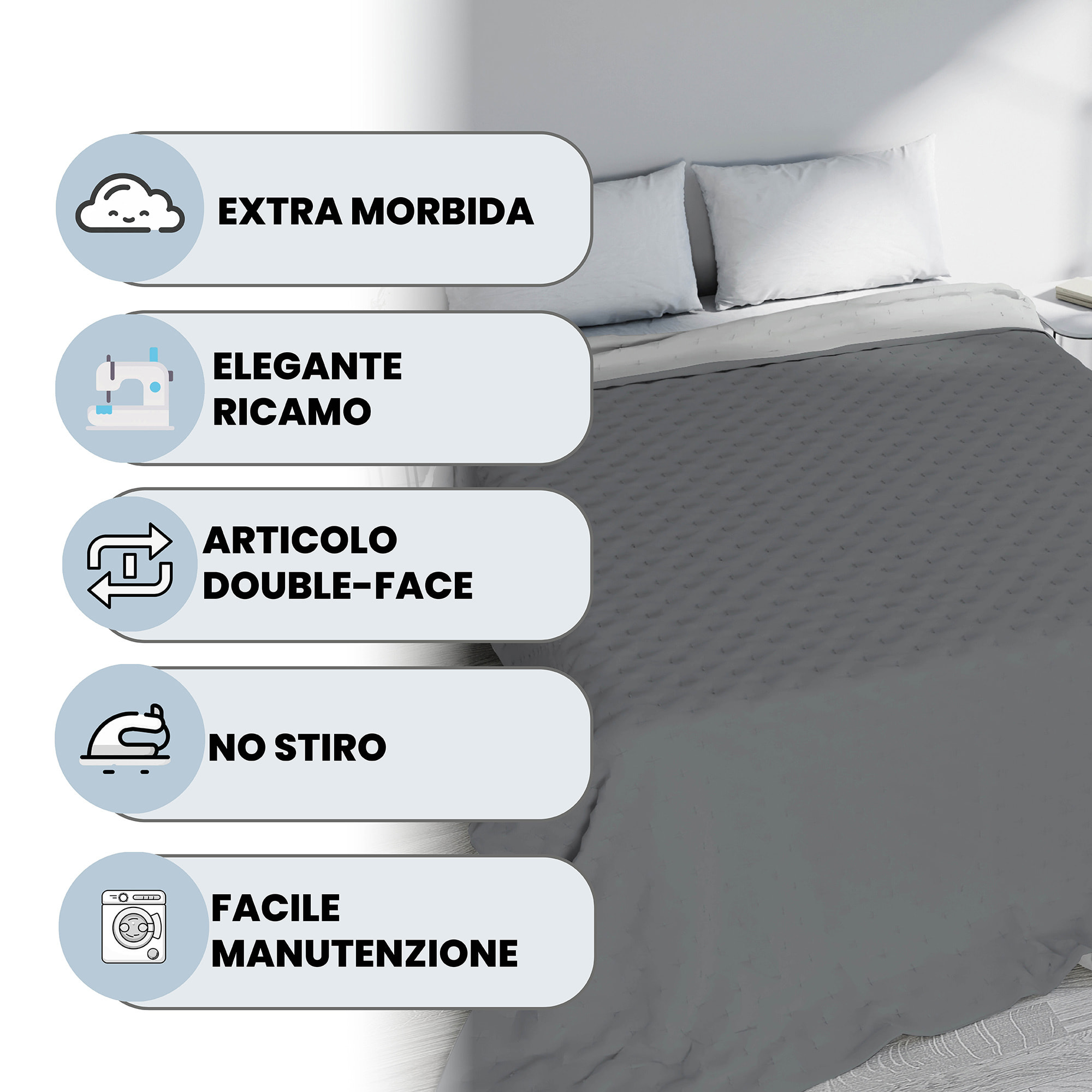 TRAPUNTINO WATER WASHED - 100% Microfibra