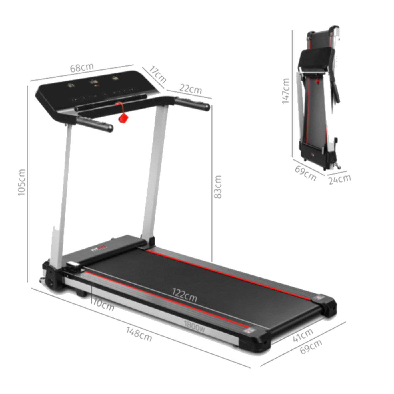Cinta de correr plegable FITFIU 12km/h ultracompacta pulsometro 1800w
