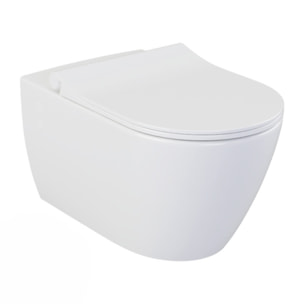 Pack WC Bati-support Geberit UP320 + WC sans bride Livea Bello + Abattant softclose + Plaque blanche (Geb Livea Bello-K)