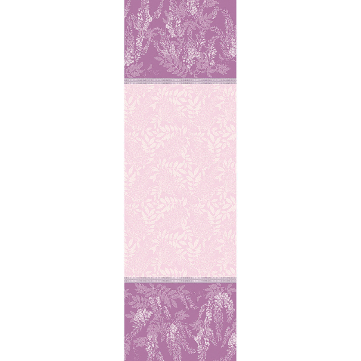 Chemin de table pur coton anti tache motif jacquard Glycines parme