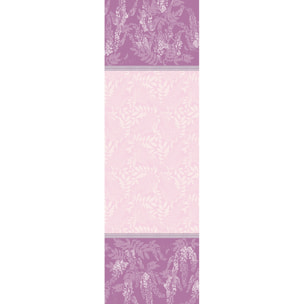 Chemin de table pur coton anti tache motif jacquard Glycines parme