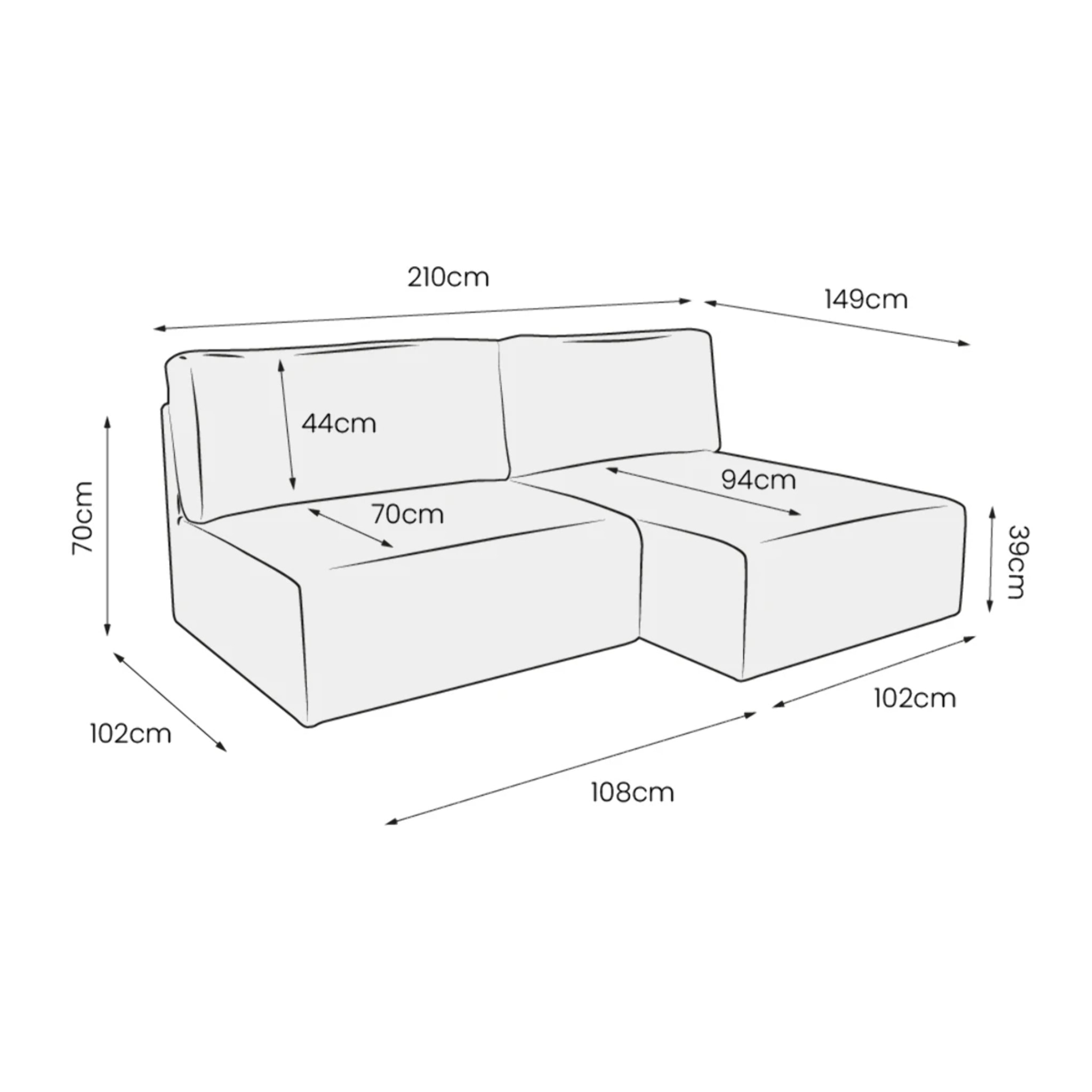 ELIOR - Canapé d'angle convertible et modulable 4 places en côtelé gris