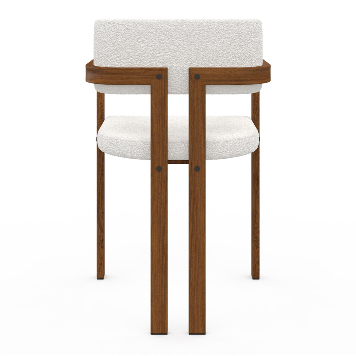 Chaises Elsa avec accoudoirs tissu beige pieds effet noyer - lot de 6