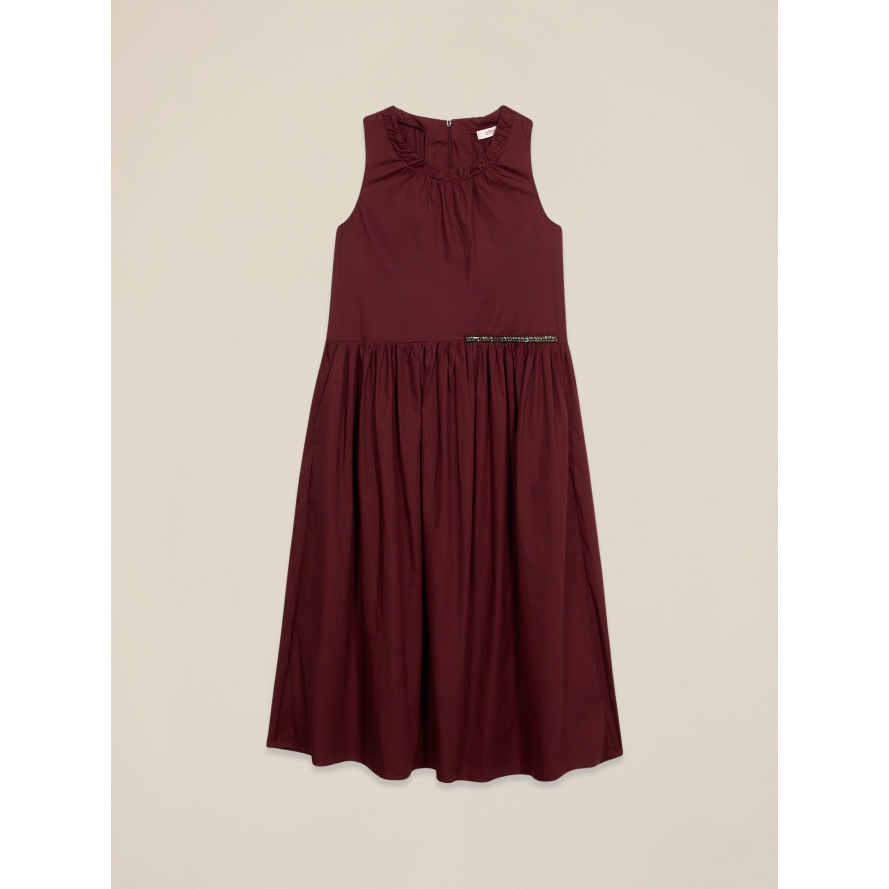 Oltre - Vestito flare midi in popeline - Bordeaux
