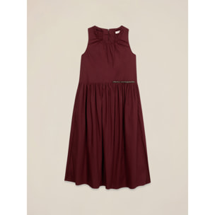 Oltre - Vestito flare midi in popeline - Bordeaux