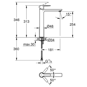 Mitigeur monocommande vasque à poser Taille XL - Hard Graphite brossé