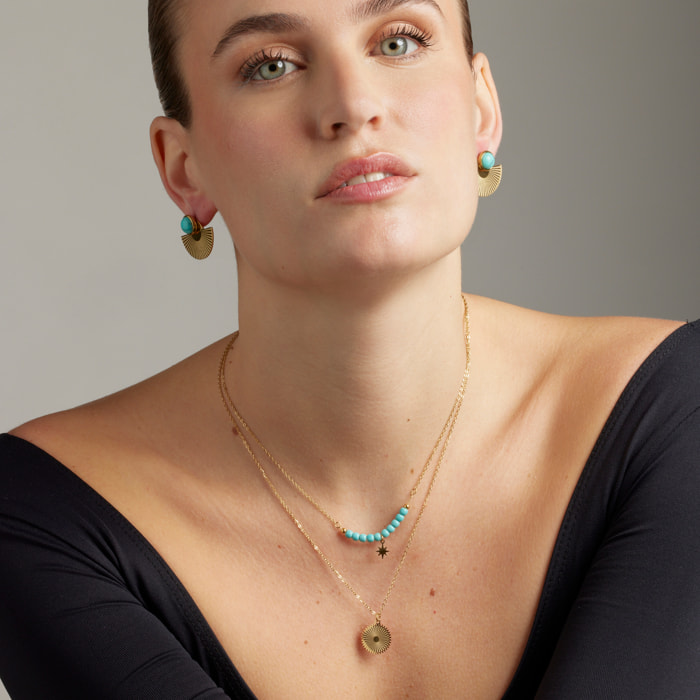 Collar de Turquesa acabado en oro amarillo de 18K- Nanra