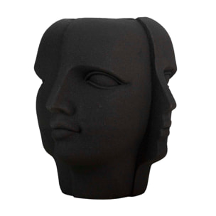 Macetero Caras Poliresina Negro 68x68x69 Cm