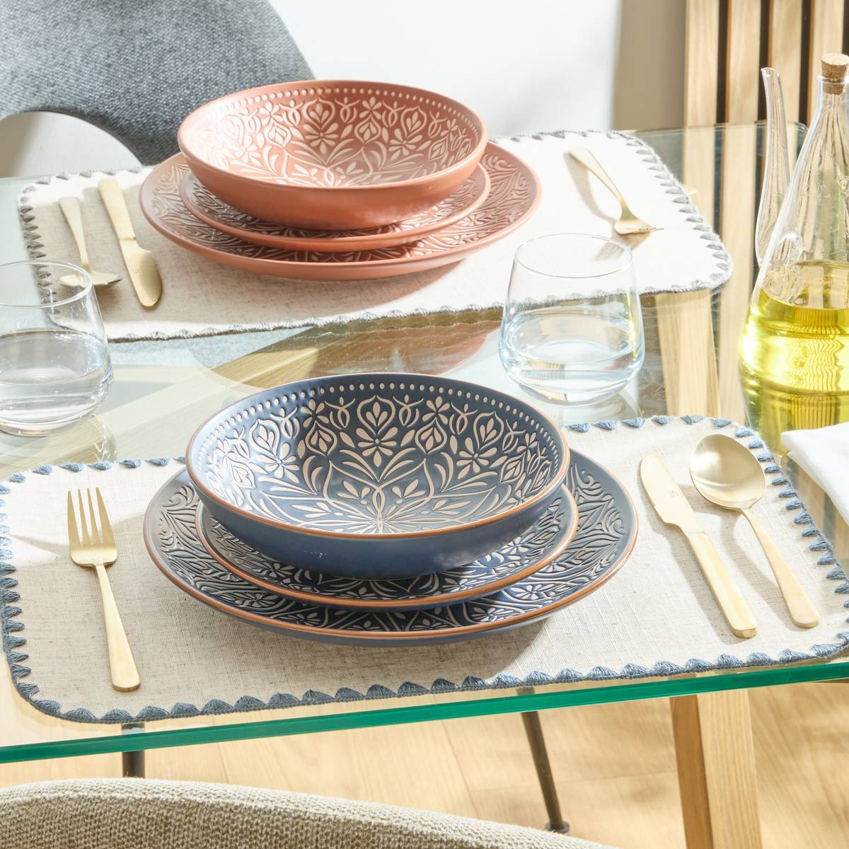 Assiette creuse Ines D20cm bleu