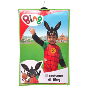 Bing Coniglietto Costume Completo Con Cuffia Rosso Verde Nero Bambino