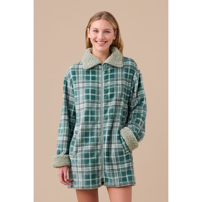 Vestaglia donna invernale in coral articolo scozzese. Noidinotte