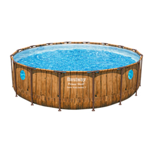 Bestway Piscine hors sol tubulaire ronde Bestway Power Steel Swim Vista 488 x 122 cm décor bois