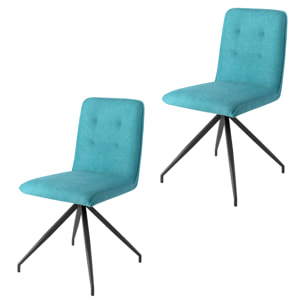Set de 2 sillas – Terciopelo azul turquesa y estructura araña negra