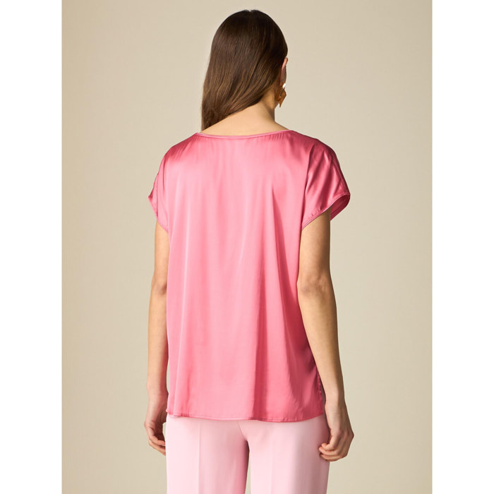 Oltre - Blusa in raso di viscosa - Fucsia