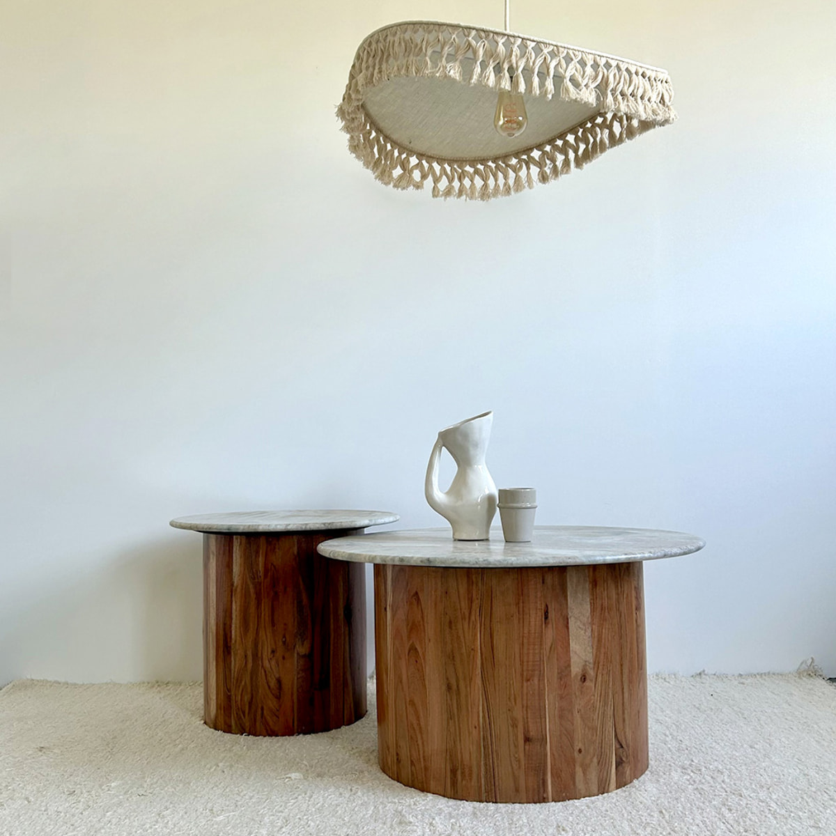 Abat-jour en coton naturel pour suspension - Crème