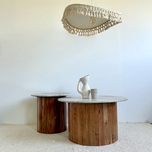 Abat-jour en coton naturel pour suspension - Crème