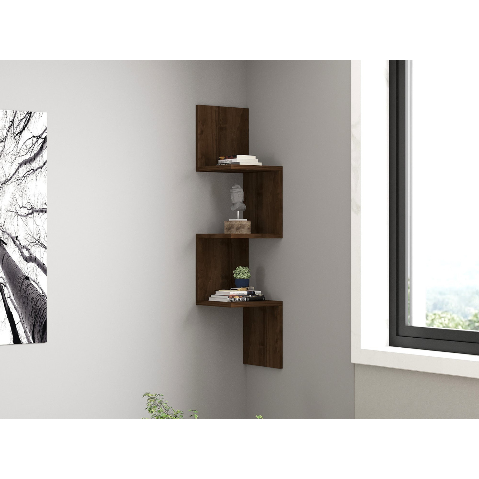 Etagère murale 105cm effet noyer EMILIO