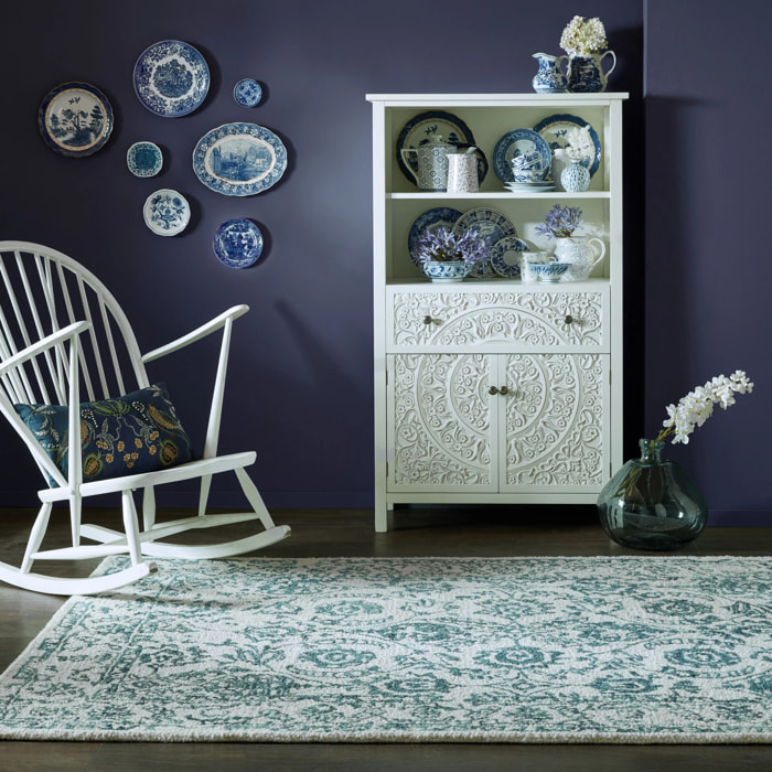 Tapis en laine YASMIN Ivoire/Bleu
