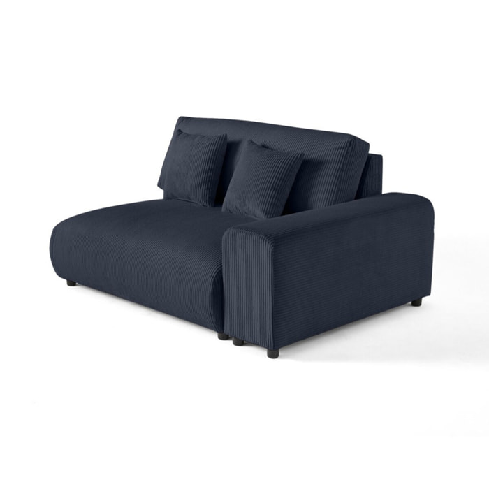 Garance - module d'assise 2 places avec accoudoir droit - en velours côtelé - Bleu nuit