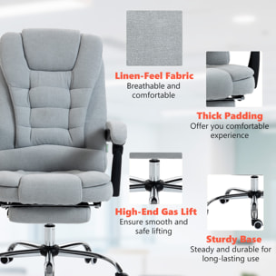 Fauteuil de bureau direction massant chauffant hauteur réglable dossier inclinable tissu gris clair