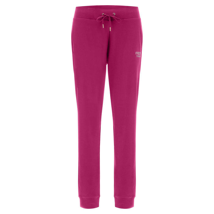 Pantaloni sportivi 7/8 interlock con piccola stampa oro chiaro