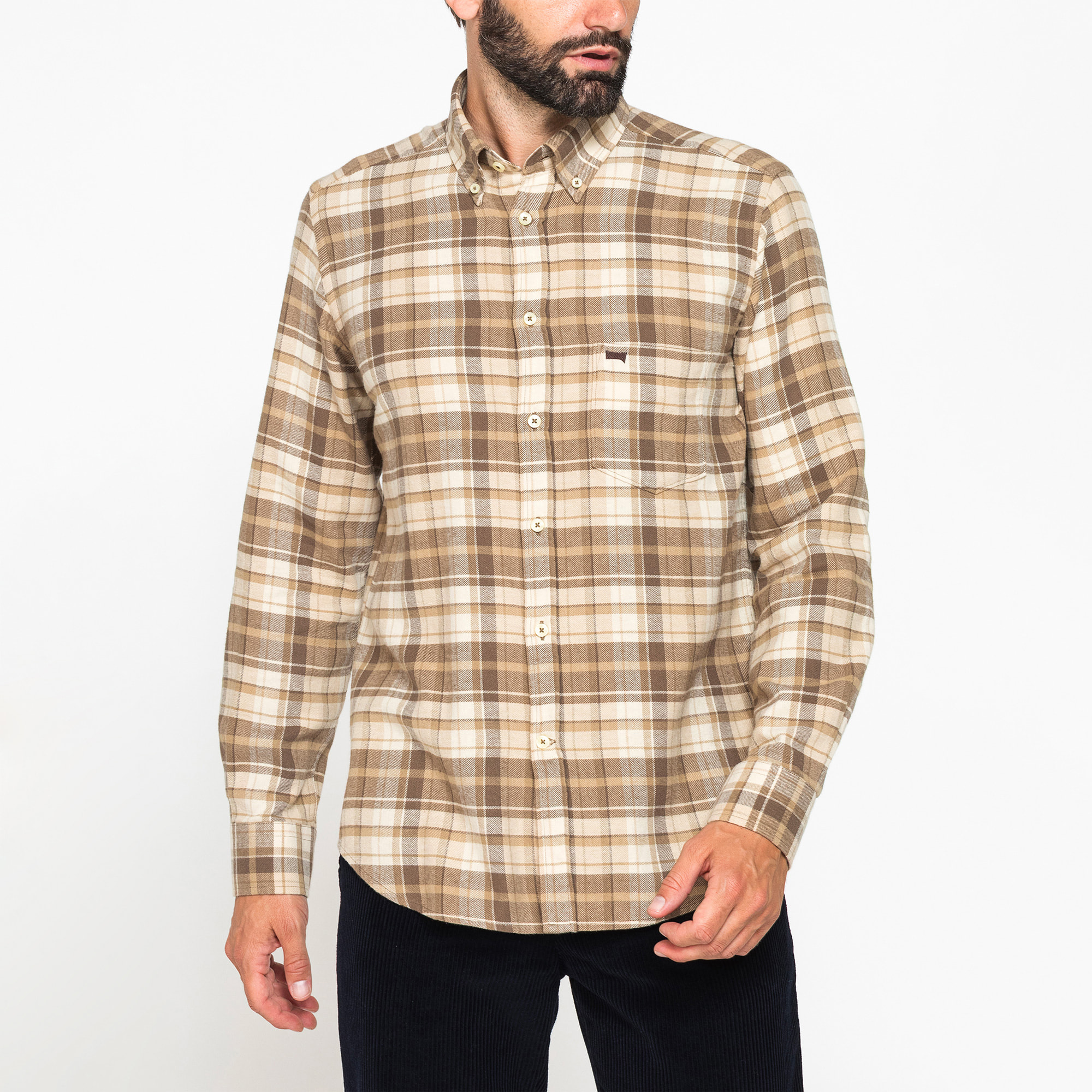 CAMICIA FANTASIA TINTO FILO IN FLANELLA LEGGERA