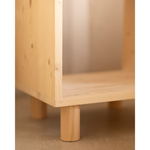 Mesita de noche de madera maciza en tono natural de 51x32cm Alto: 50.5 Largo: 32 Ancho: 37.5