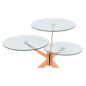 Tavolino da salotto Triplet in vetro e metallo rosé