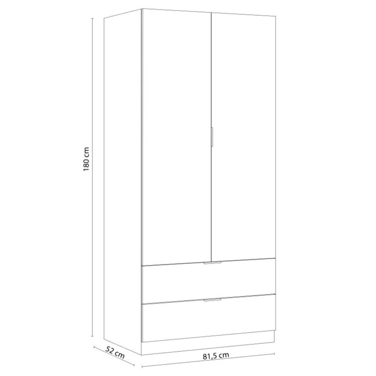 Armario Lark 2 Puertas 2 Cajones Blanco Artik (Blanco Mate) - Roble Canadian