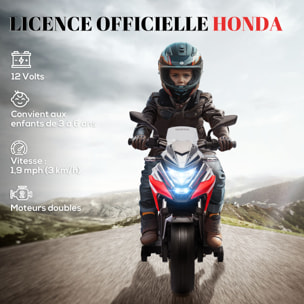 Moto électrique enfant Honda NC750x - musiques, feux AV LED, entrée USB MP3 jack - 2 roues support aux. - rouge