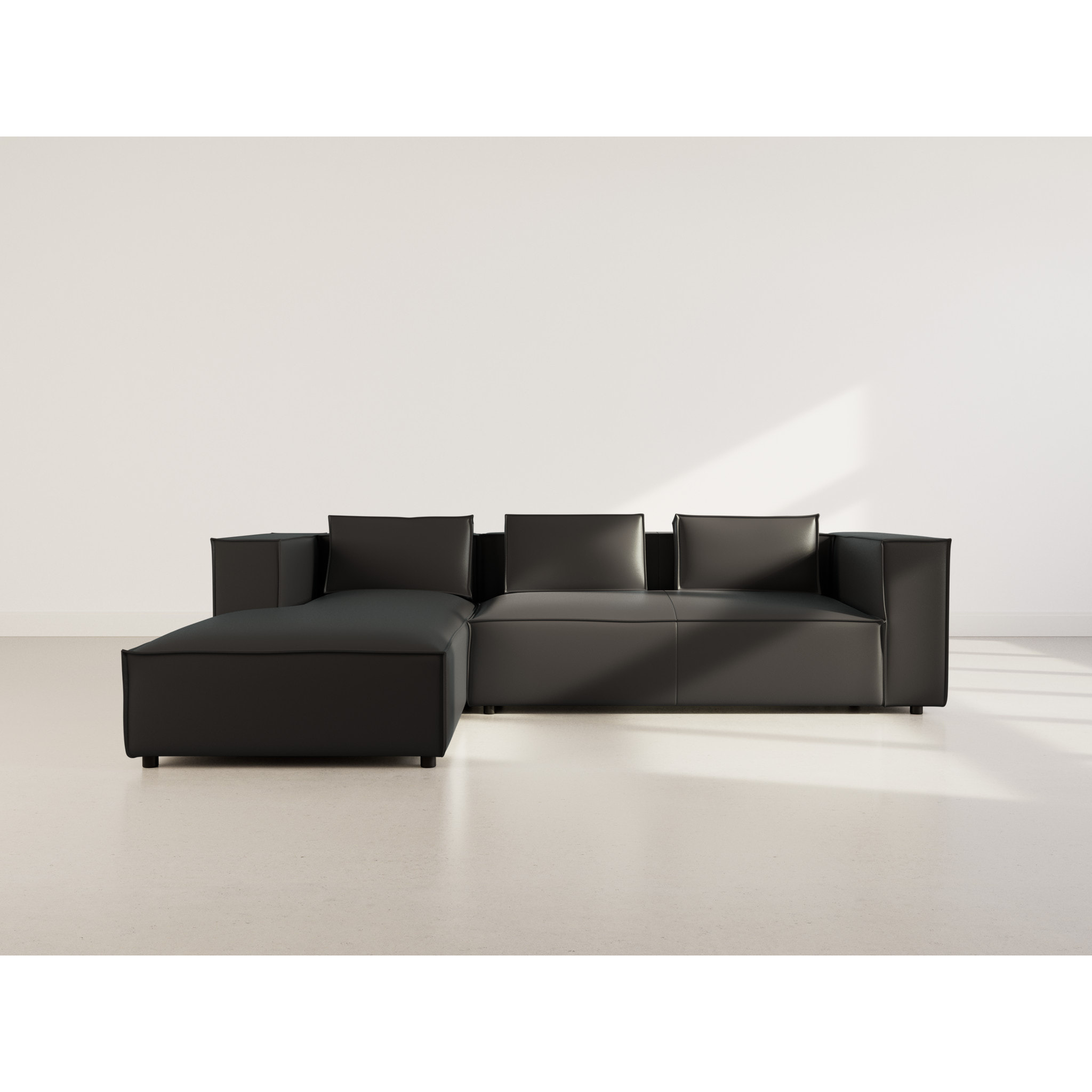 Stella - canapé d'angle gauche 4 places en simili - Noir