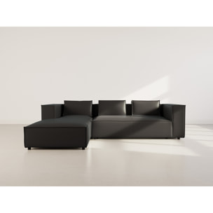 Stella - canapé d'angle gauche 4 places en simili - Noir