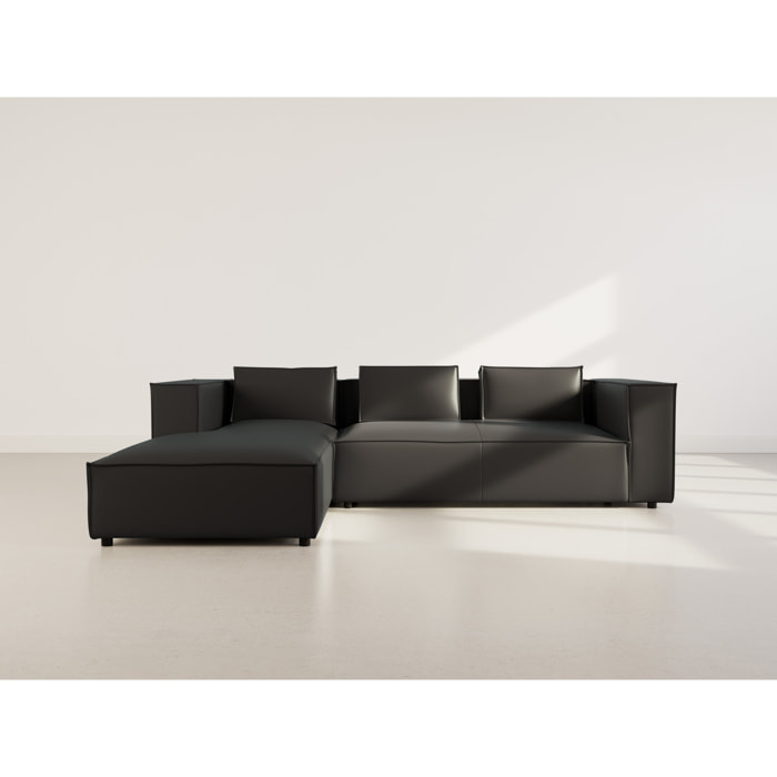Stella - canapé d'angle gauche 4 places en simili - Noir
