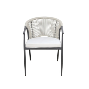 Fauteuil de jardin empilable acier et cordes (lot de 2) LIORA