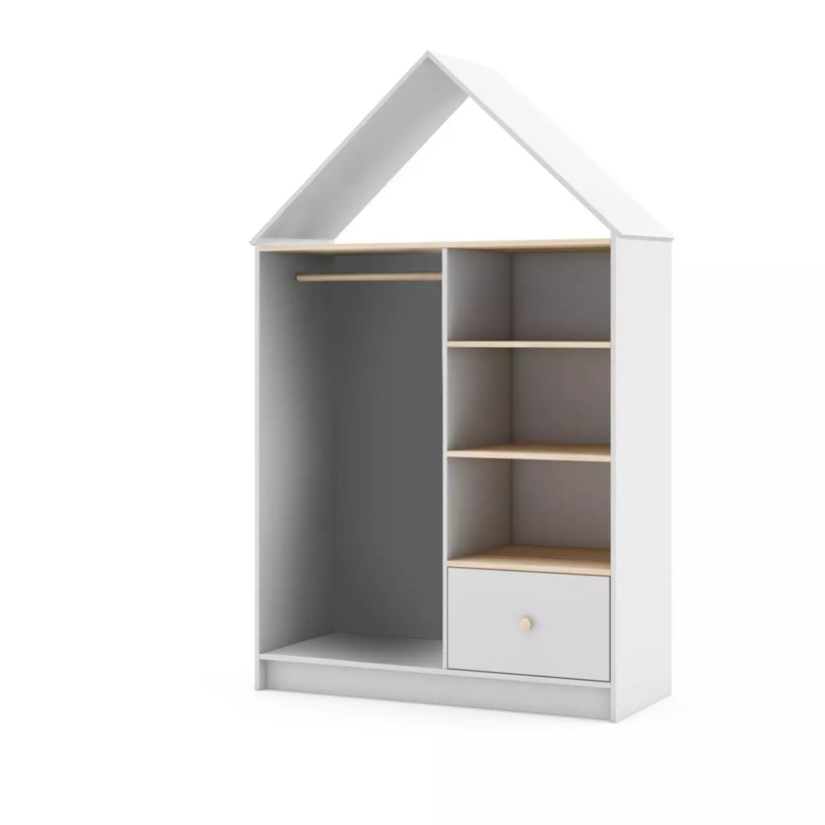 Armario vestidor juvenil Misty Cloud Blanco - Oak Soft