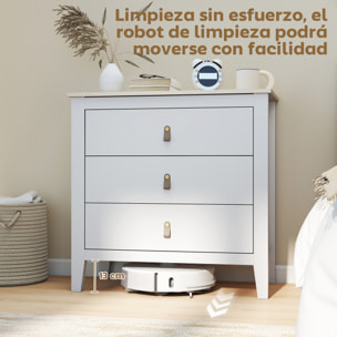 Cómoda de 3 Cajones Cómoda para Dormitorio con Tiradores de PU Cajonera para Salón Pasillo 80x40x78,5 cm Blanco