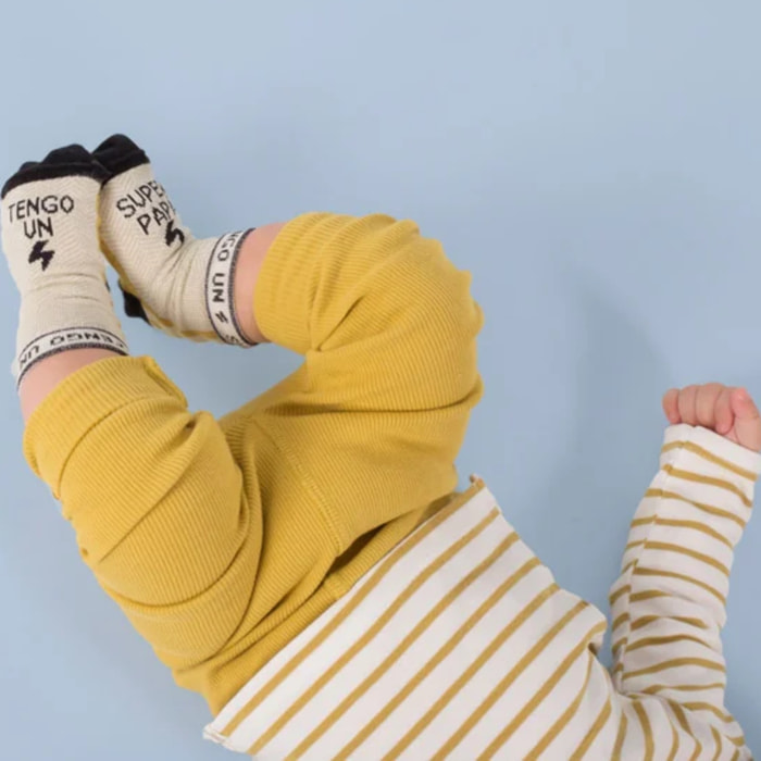 Mini Calcetines "Tengo un superpapá" RAYAS talla 19-22
