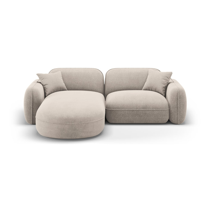 Canapé d'angle gauche modulable "Lucien" 3 places en velours beige foncé