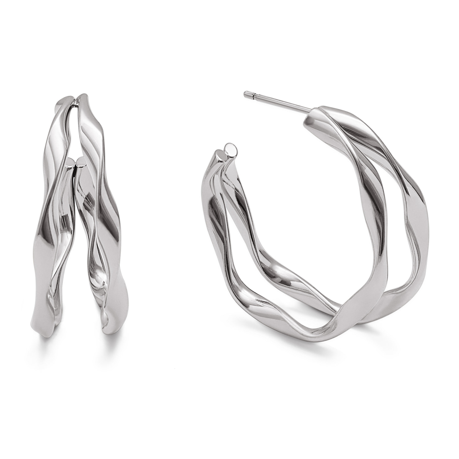 Pendientes Doble Organic River Acero