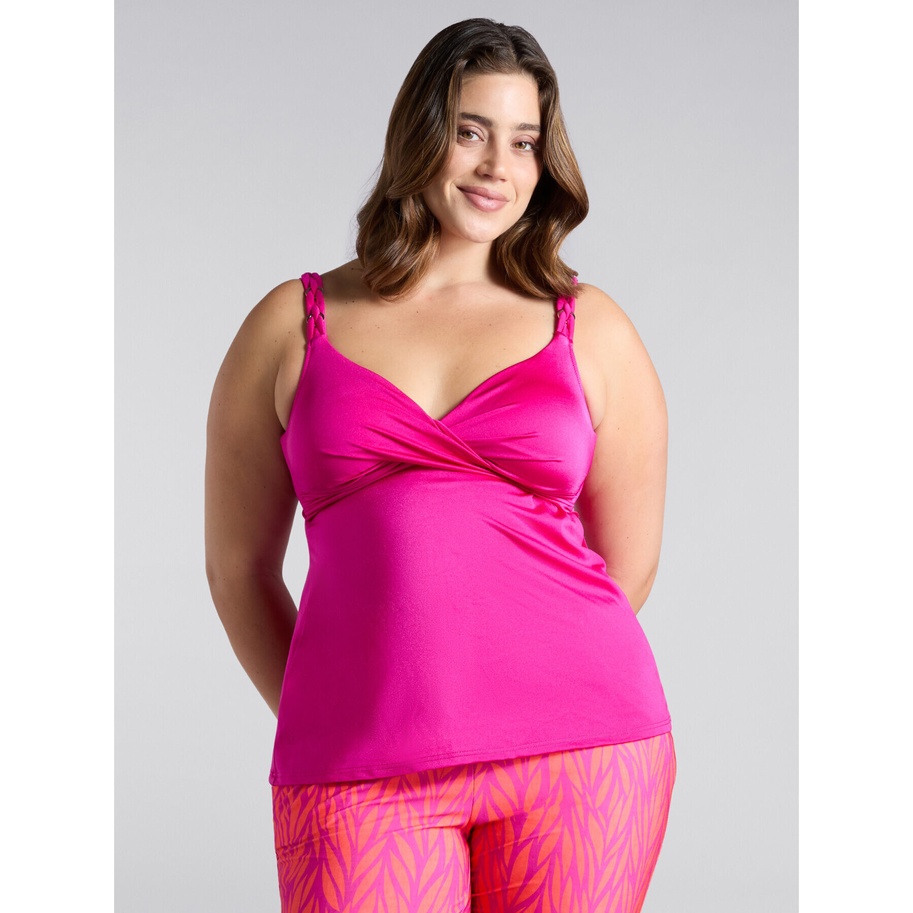 Fiorella Rubino - Top tankini con escote cruzado - Fuchsia