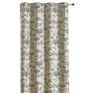 Rideau Jacquard exotique motif palmier - Bleu