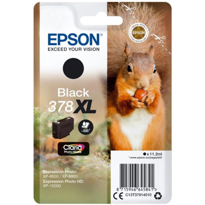 Cartouche d'encre EPSON Originale 378 XL Haute Capacité Noire Série Écureuil - C13T37914010